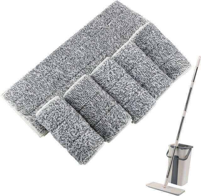 Mikrofaser Ersatzpads für Mopp zur Staubentfernung und Hausreinigung, Grau, 4 oder 6 Stück - Bild 1