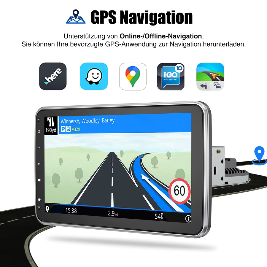 MOPECT Universelles Autoradio mit Android 15, 10,1 Zoll Touchscreen, kabelloses CarPlay, Android Auto, GPS-Navigation und WLAN - Bild 2