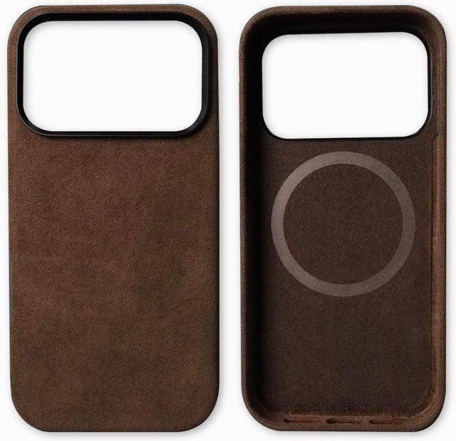 Magnetische Alcantara Schutzhülle für iPhone 17 Pro, iPhone 17 Pro Max und iPhone 17 Air mit MagSafe und Soft-Touch Abdeckung in Braun von Market-5 - Bild 1
