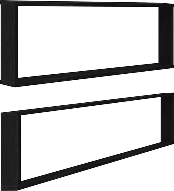 vidaXL Würfelregale 2er Set in Schwarz und Eichen-Optik, wandmontiert, B/H/T: 100 x 30 x 15 cm - Bild 1