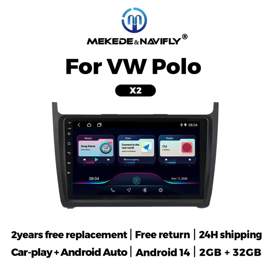 STRONGNAVI Multimedia Autoradio mit Android Auto und CarPlay für Volkswagen VW Polo 5 Limousine 2008-2020 inklusive GPS Navigation, Schwarz - Bild 3
