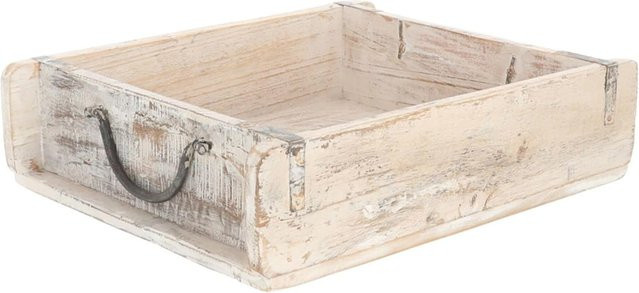 Novaliv Holzkiste Vintage Weiß aus recyceltem Altholz im Landhausstil, B/T/H: 30 x 25 x 8 cm - Bild 1