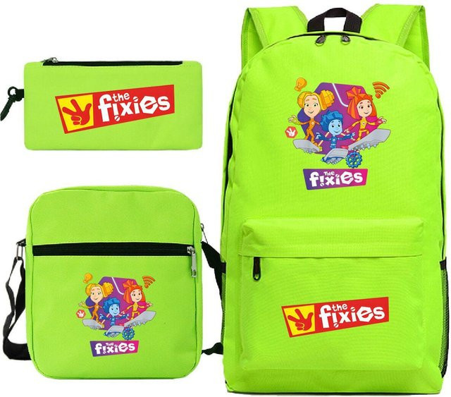 3-teiliges Schulrucksack-Set für Schüler in Grün aus Oxford-Stoff mit Schultasche, Schultergurt und Federmäppchen - Bild 1