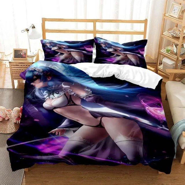Bettwäsche-Set Lodestar mit Anime-Digitaldruck, Bettbezug und Kissenbezug aus Mikrofaser, Farbe: Lila, Breite: 70 cm, Länge: 133 cm - Bild 1