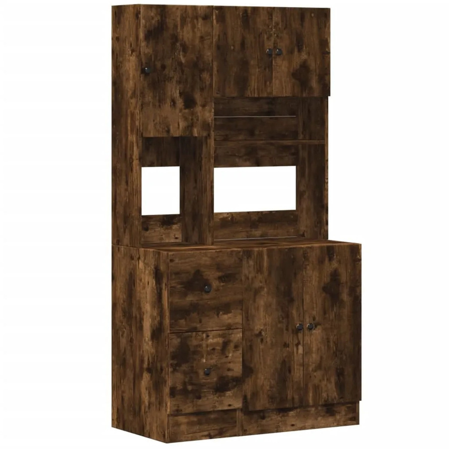 vidaXL Küchenschrank aus Holzwerkstoff in Räuchereiche, Braun, B/T/H: 95 x 50 x 180 cm - Bild 2