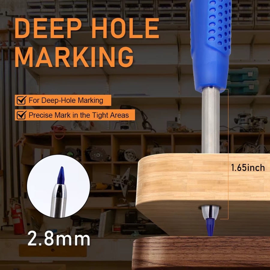 MROOFUL Automatikbleistift-Set für die Holzbearbeitung in Gelb mit 100 Minen-Nachfüllungen und 2,8 mm Lochspitze für Ingenieure und Profis - Bild 2