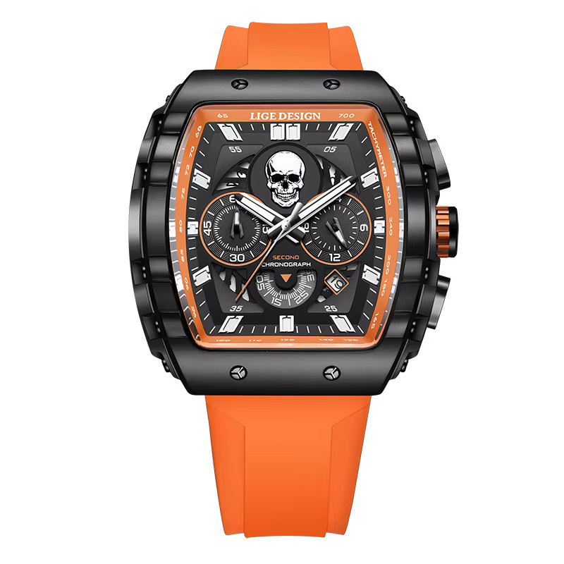 LIGE Armbanduhr Quarz, Silikonarmband, Schwarz, Herren - Bild 7