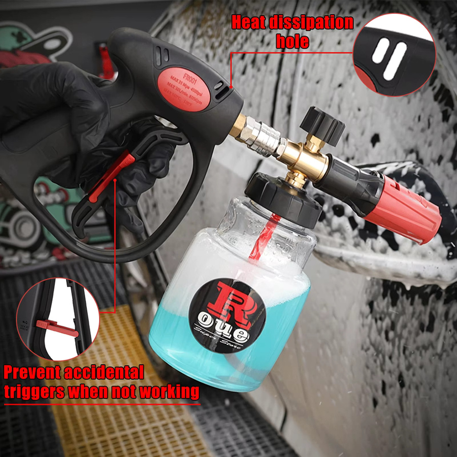 Kaikarai Hochdruck-Wasserpistole mit 360 Grad drehbarem Anti-Tangle Schlauch und 1/4 Zoll Schnellstecker in Schwarz, kompatibel mit Karcher K2-K7 - Bild 2