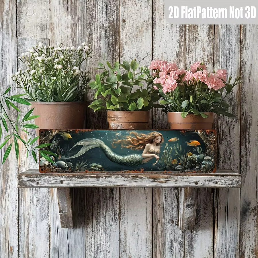 CIFBUY Meerjungfrau Blechschild Vintage Metallwandkunst in Multicolour, B/H: 40 x 40 cm - Bild 2