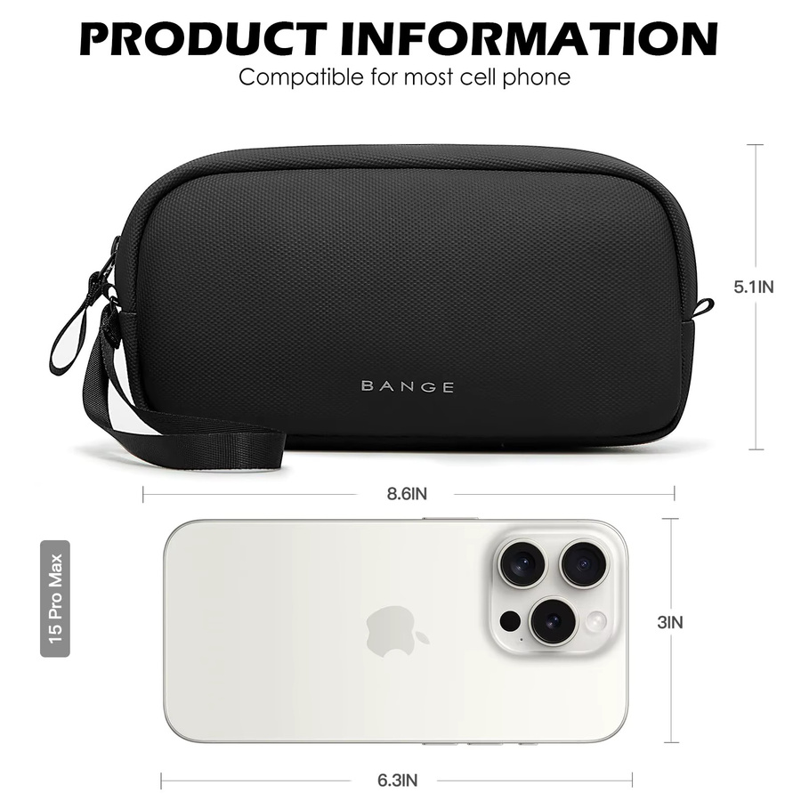 BANGE Reise-Organizer-Tasche für Elektronik-Gadgets und Zubehör in Schwarz - Bild 2