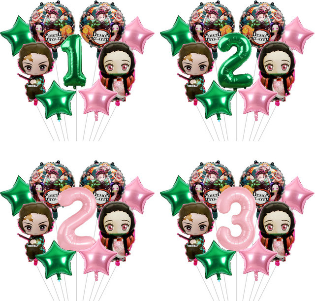 Bandai Dämonenjäger Anime Ballon Set für Kindergeburtstage und Partys, Mehrfarbig, Rund mit Sternen-Motiv - Bild 1