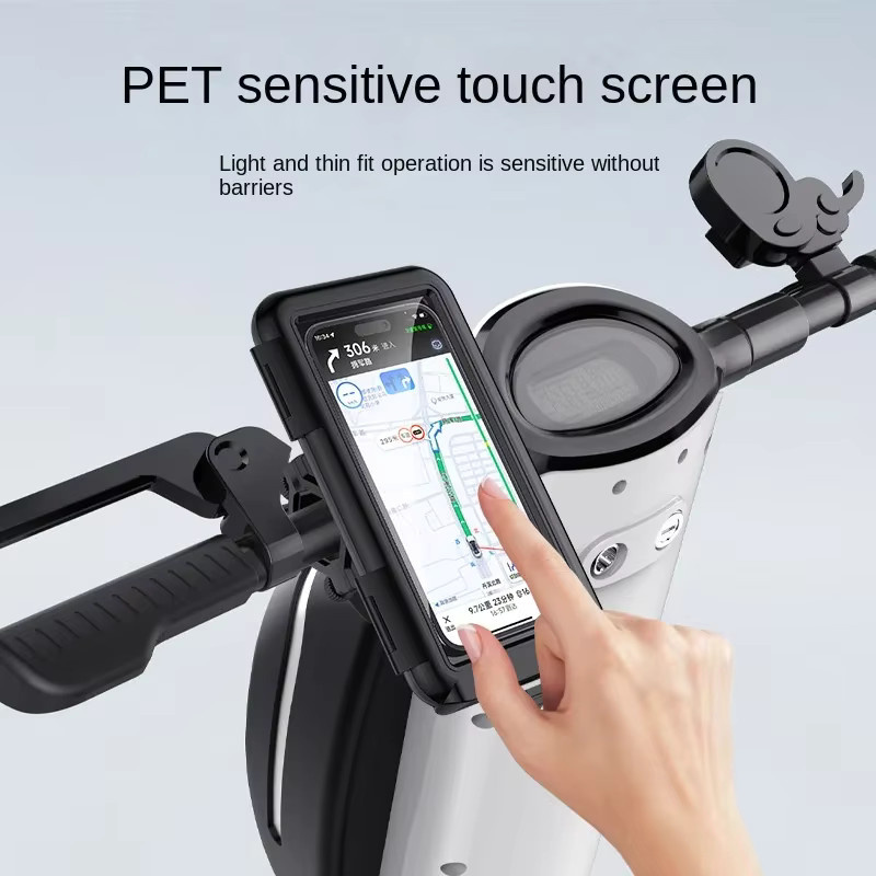 Regendichte Motorrad Handy Halterung mit Touchscreen für Lenker und Fahrrad in Schwarz - Bild 3