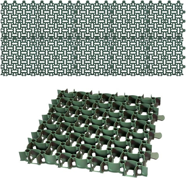 BigDean Rasengitter Paddockplatten aus Kunststoff in Grün, 10 Stück, B/T/H: 50 x 50 x 4 cm - Bild 1