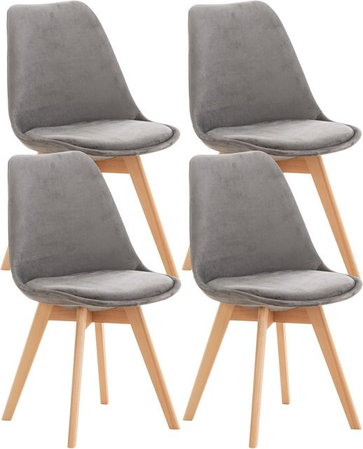 CLP Esszimmerstuhl 4er Set Linares gepolstert mit Buchenholzgestell im skandinavischen Design - Bild 1