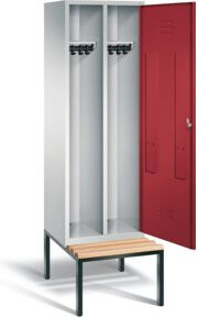 C+P Möbelsysteme Spind Classic mit Rubinroter Front, Lichtgrauem Korpus und Schwarzgrauem Gestell, H x B x T: 209 x 61 x 81,5 cm - Bild 1