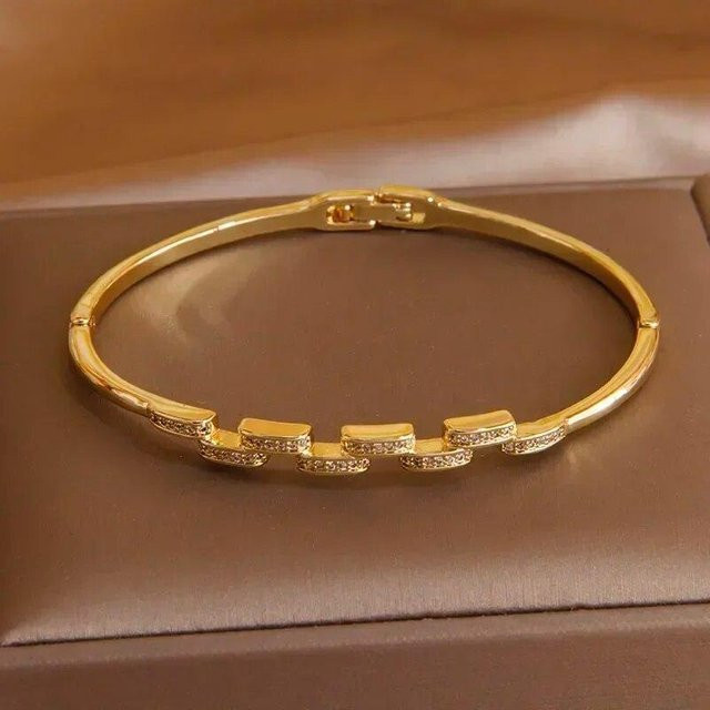 Armreifen und Armbänder zhuque002, Edelstahl, Kristall, Gold, Damen - Bild 1