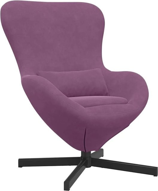vidaXL Eiersessel Lila aus Samt mit Armlehnen und 360 Grad Drehsitz B: 63 cm, T: 73 cm, H: 90 cm - Bild 1