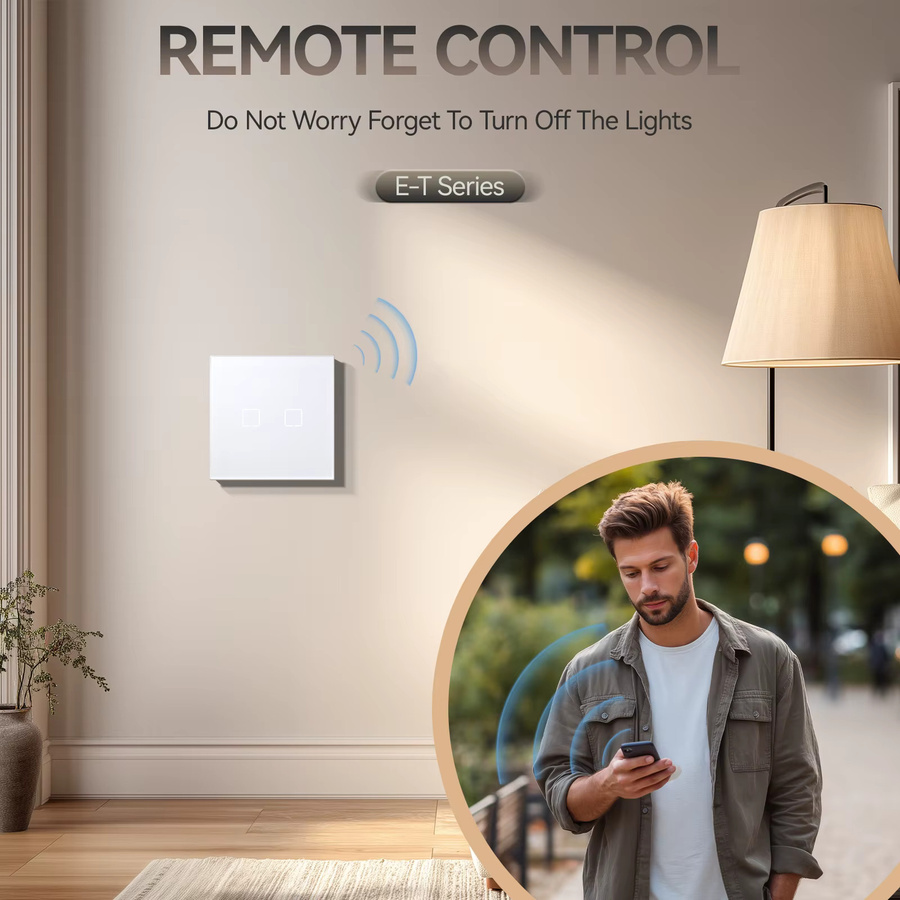 BSEED E-Serie WLAN Touch-Wandschalter mit gelber Hintergrundbeleuchtung, 10A, Weiß, kompatibel mit Tuya Smart Life und Alexa App-Steuerung - Bild 5