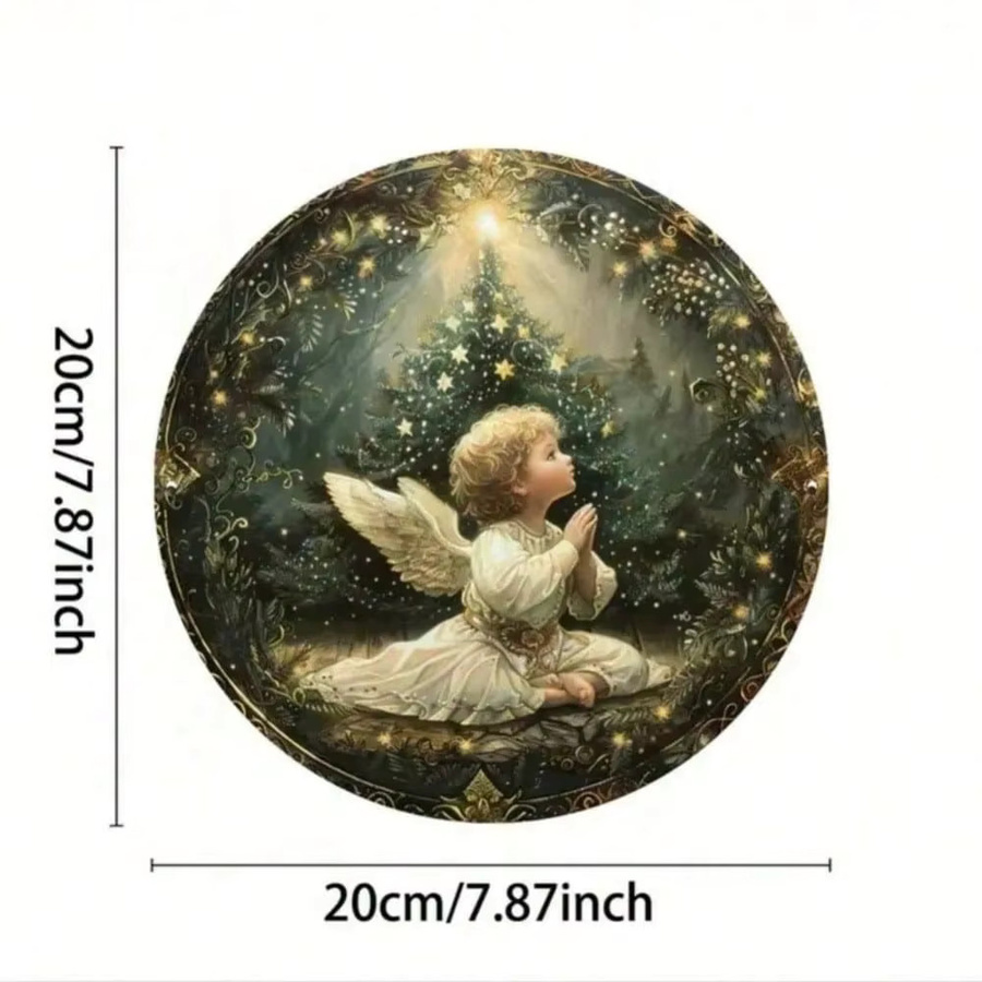 CIFBUY Vintage Gebetsengel Metallschild Weihnachts-Wanddekoration, B/H: 20,3 x 20,3 cm, Mehrfarbig - Bild 2