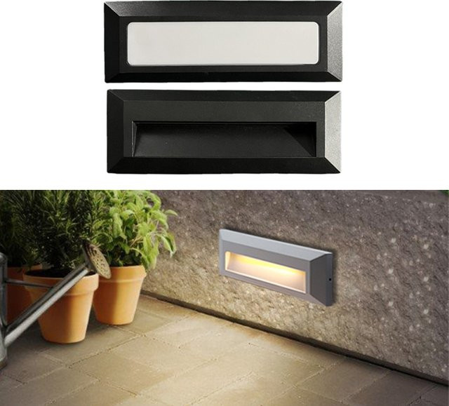WAAJEA Moderne Aufputz-LED-Treppenstufenleuchte aus Legierung, 6 W, wasserdicht, Wandleuchte für Garten, Veranda und Treppen - Bild 1