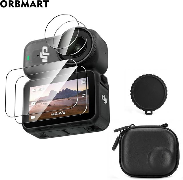 DJI Osmo Nano Zubehör-Set in Schwarz mit Displayschutzfolie aus gehärtetem Glas, Objektivabdeckung und Schutzhülle - Bild 1
