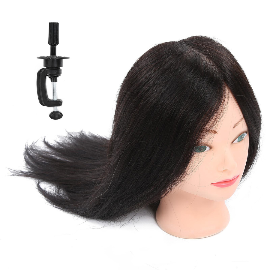 Echthaar-Mannequin-Kopf, Übungs-Friseur-Trainingskopf, Manikin-Kosmetik-Puppe - Bild 3