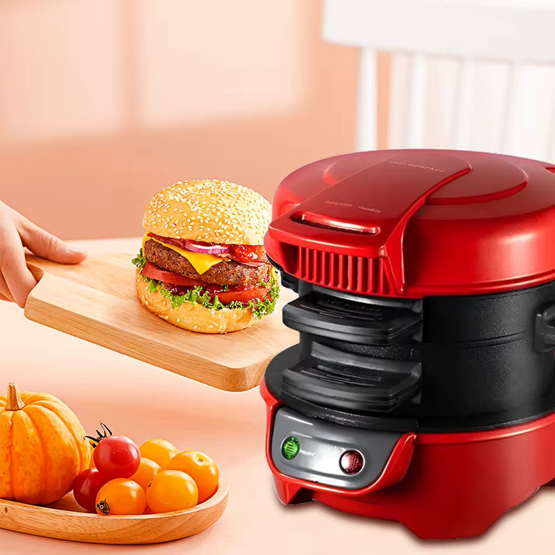 BALASHOV Burger Sandwich Omelette Toaster Maker in Rot mit Antihaftbeschichtung und Eierkocher-Ring für Frühstück und Pfannkuchen - Bild 5