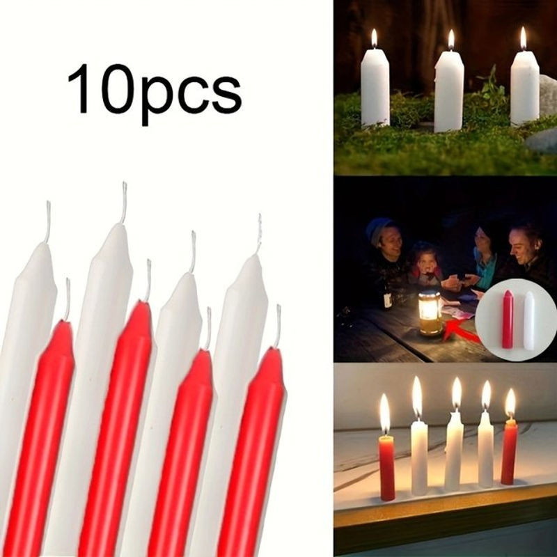 10er Set weiße Stumpenkerzen aus Wachs, zylindrische Dekokerzen für Hochzeit und Restaurant - Bild 1