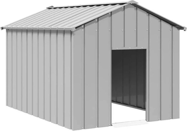 vidaXL Hundehütte mit Dach aus verzinktem Stahl, grau, B/T/H: 113 x 153 x 101 cm - Bild 1