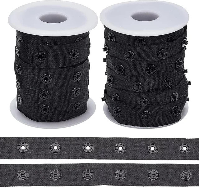 2 Rollen schwarzes Druckknopfband aus Polyester, 2 x 10 Yards Druckknopfbesatz für DIY-Näharbeiten - Bild 1