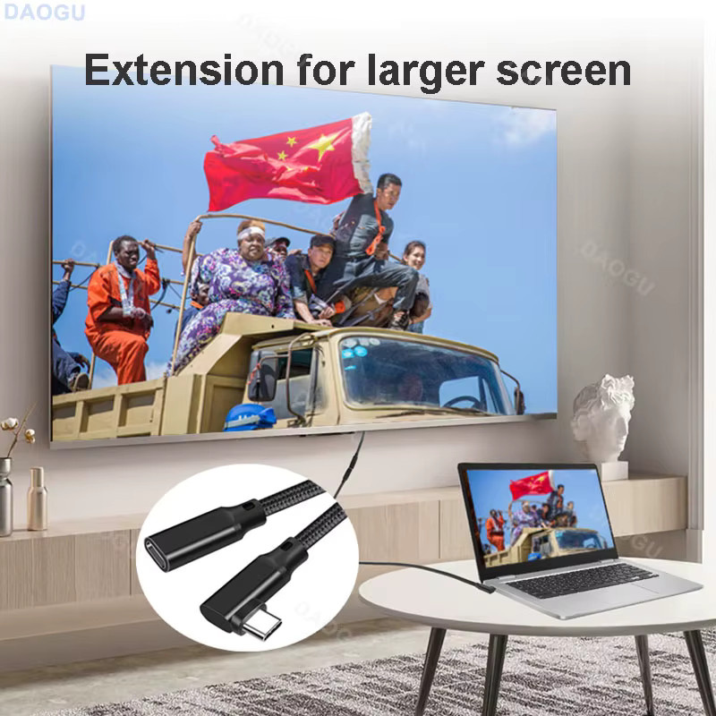 Letusoon USB-C Verlängerungskabel mit 90 Grad Winkel, USB 3.2 Gen2 Typ C Stecker auf Buchse, 20 Gbit/s, 4K 60 Hz Videoübertragung, Schwarz - Bild 3
