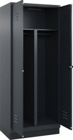 C+P PSA Doppel-Spind Classic PLUS mit Sockel, 2 Abteile, Anthrazit/Schwarz, B/T/H: 195 x 80 x 50 cm, mit Sicherheits-Drehriegel und Innenausstattung - Bild 1