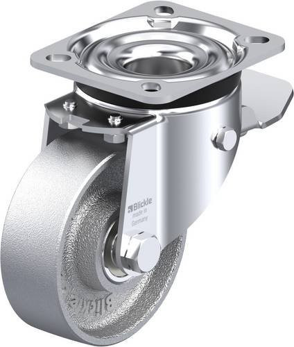 Blickle Lenkrolle LK-G 100K-1-ST mit Feststeller, Rad-Durchmesser: 100 mm, Tragfähigkeit (max.): 350 kg, verzinkter Stahl, Farbe: Blau/Silber - Bild 1