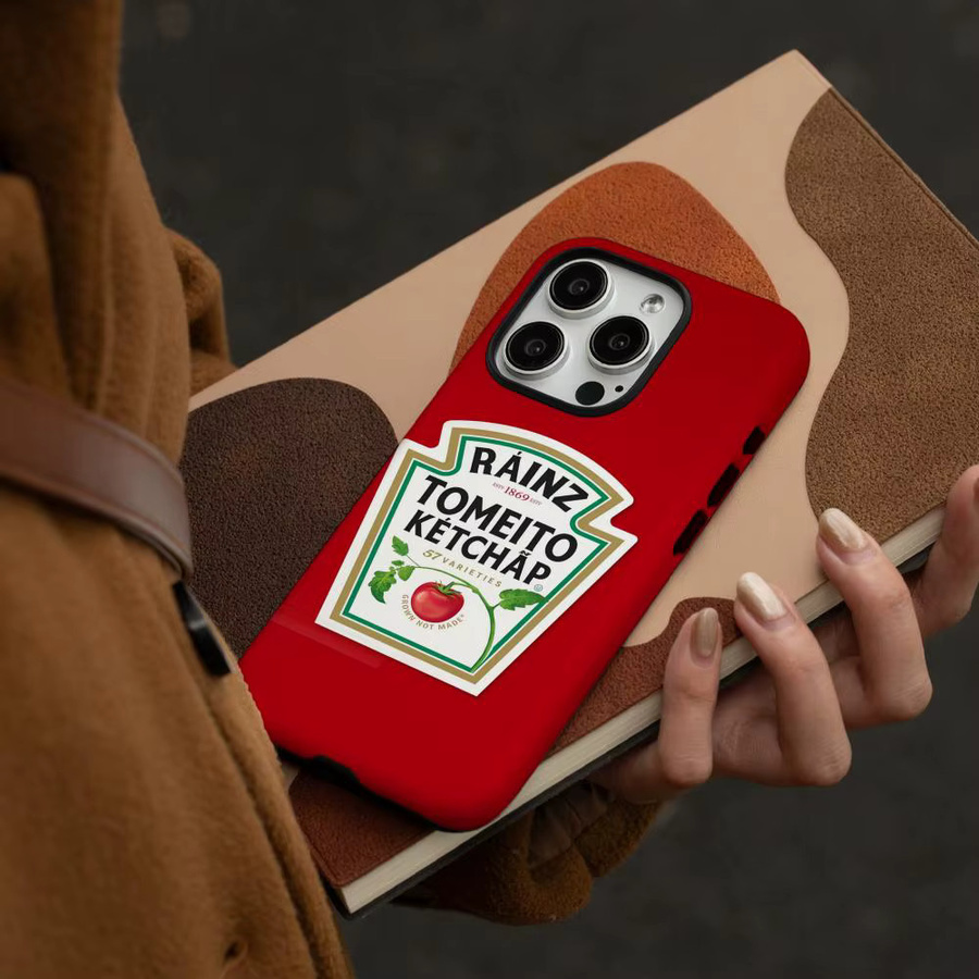Handyhülle Heinz Tomatos Ketchup Design für iPhone 17 16 15 14 13 12 Pro Max Plus in Rot und Weiß mit glänzender HD-Doppelschicht-Flüssighartschale - Bild 2