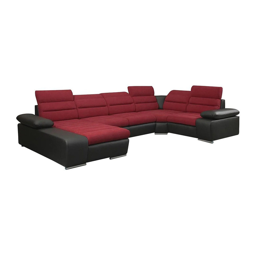 Vente-unique Schlafsofa Boileau Ecksofa links in Schwarz und Rot mit Schlaffunktion - Bild 2