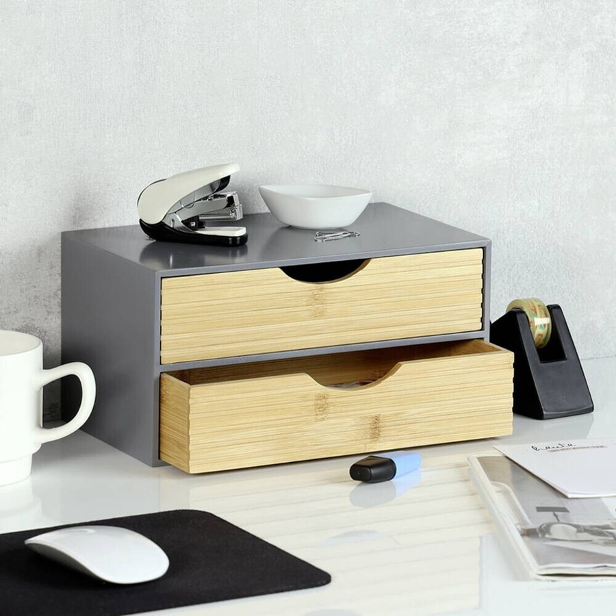 Kesper Organizer aus Holz in Grau und Braun mit mehreren Fächern B/H/L: 16 x 14 x 27 cm - Bild 3