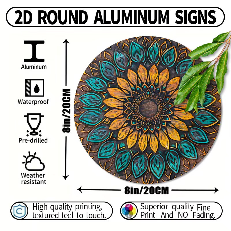 Potdemiel Vintage Mandala Wanddeko aus Metall, rund, Multicolour, B/B: 20,3 x 20,3 cm - Bild 3