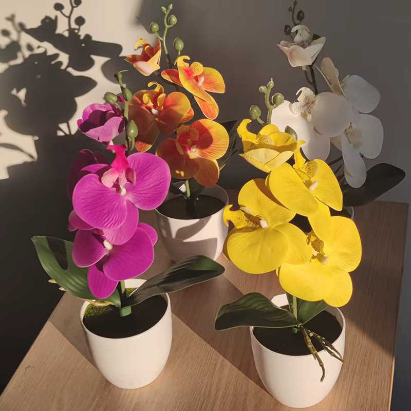 NANDI Künstliche Schmetterling Orchidee als Topfpflanze für Tischdekoration und Home Office - Bild 2