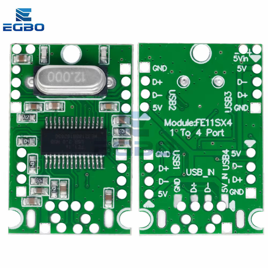 EGBO USB 2.0 Erweiterungsmodul HUB 1 auf 4 Schnittstellenadapter Entwicklungsboard in Grün - Bild 3