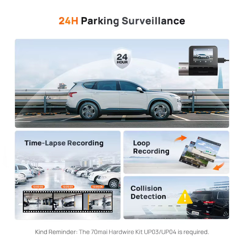 70mai Dash Cam A510 mit 1944P HDR, GPS, ADAS und 4G Konnektivität, inklusive Rückfahrkamera, Schwarz - Bild 5