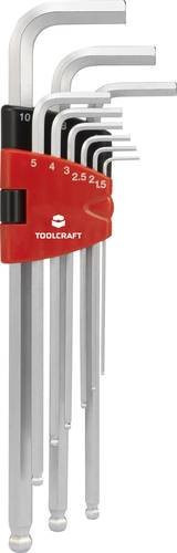 TOOLCRAFT Innen-Sechskant Winkelschraubendreher-Set, 9-teilig, Silber - Bild 1
