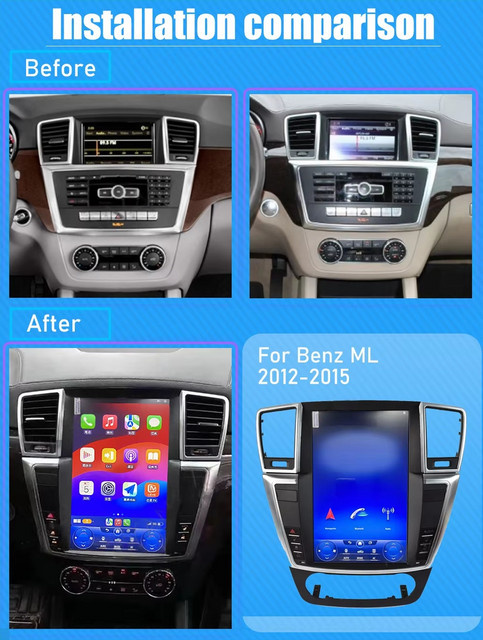YANFU Android Multimedia Video Player mit GPS Navigation und CarPlay für Mercedes Benz GL ML W166 X166, 12,1 Zoll, Schwarz - Bild 1