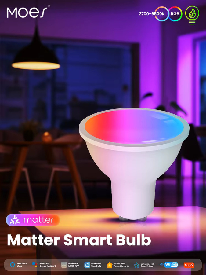MOES Tuya Matter WiFi Smart LED Glühbirne GU10 RGBW Dimmbar mit Alexa und Google Home Unterstützung - Bild 6