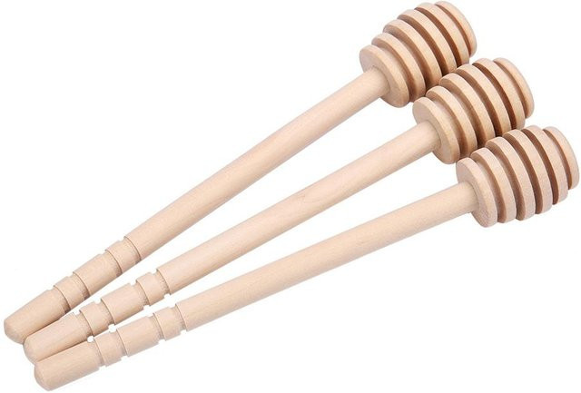 24er Set mfySpace Holz Honig-Tropfer und Rührstäbe für Marmelade und Sirup in Beige - Bild 1