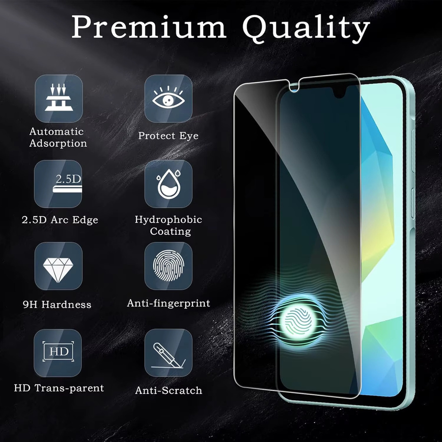 3 Stück Samsung Galaxy A16 5G Displayschutzfolien aus gehärtetem Glas mit Privatsphäre-Funktion, transparent - Bild 2