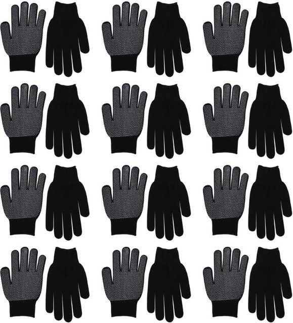 12 Paar Insiders Professionelle Arbeitshandschuhe mit elastischem Futter für Herren und Damen, Schwarz - Bild 1