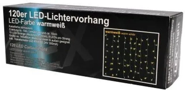 Lex LED Lichtervorhang Weihnachtsbeleuchtung mit 120 LEDs in Warmweiß für Innen und Außen - Bild 1