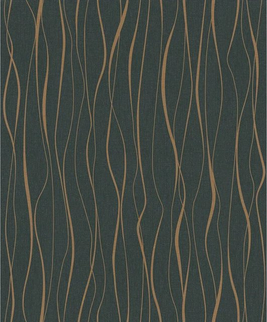 Marburg Vliestapete Ivy Nov Welle in Gold und Schwarz mit botanischem Naturdesign und FSC-Zertifizierung - Bild 1
