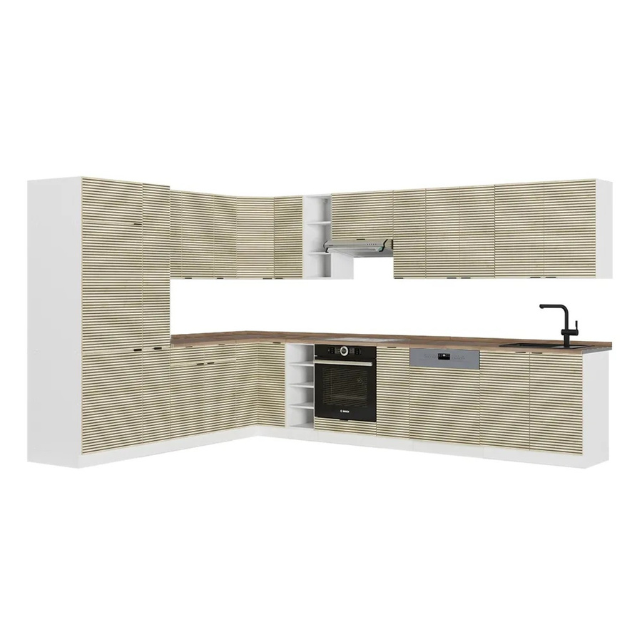 Vicco Fame-Line Eckküche in Eiche Paneel und Weiß, B/H: 347 x 257 cm - Bild 2