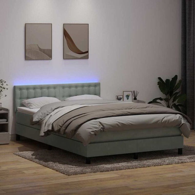 vidaxl Boxspringbett mit Matratze in Grau aus Samt, B/T/H: 160 x 220 x 78 cm - Bild 1
